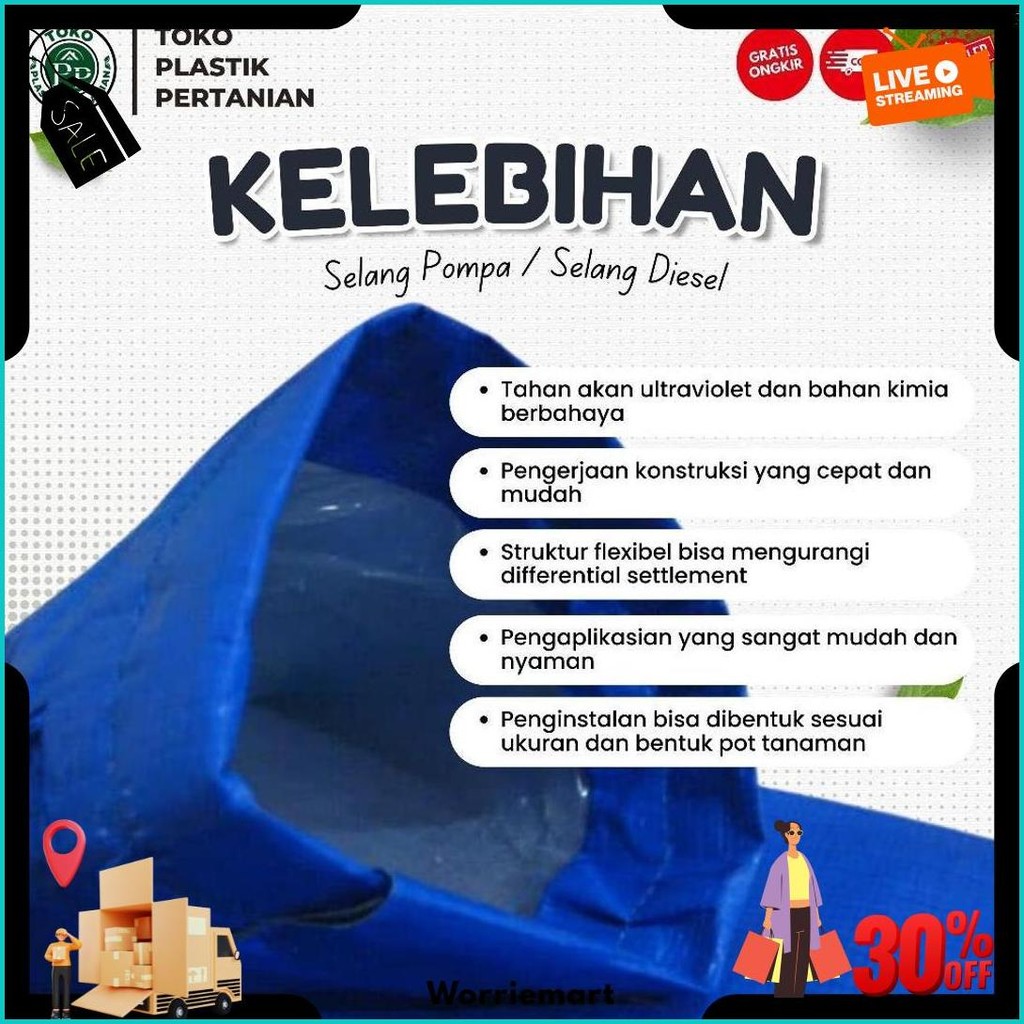 Selang Terpal Plastik 5 Dim 25Cm Panjang 25 Meter - Selang Diesel Siap Kirim