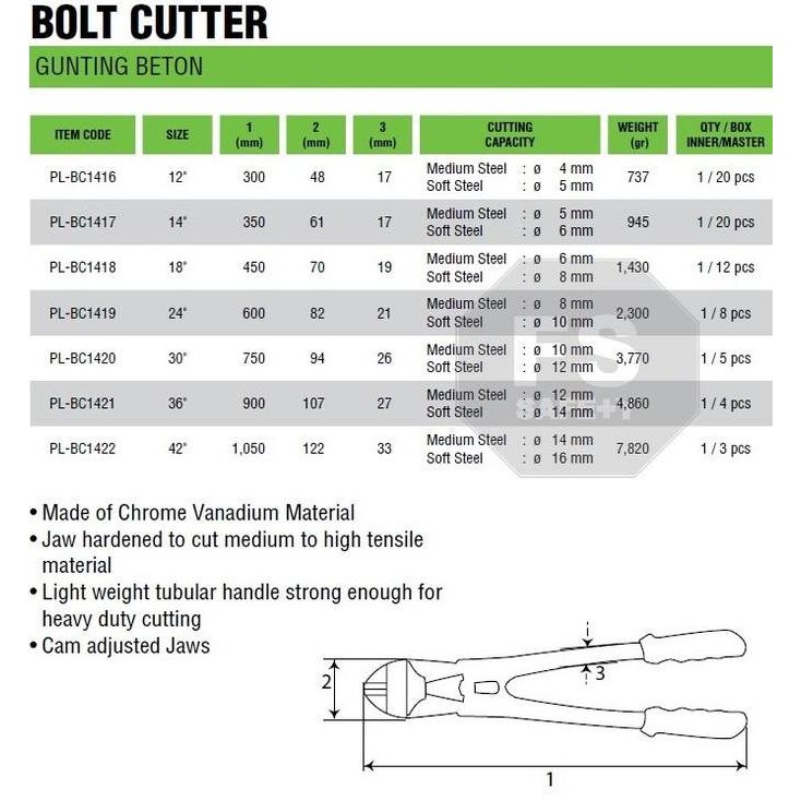 Tekiro Gunting Beton Potong Besi Bolt Cutter 12 14 18 24 30 36 42 inch
