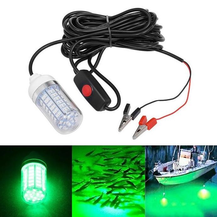Flameer IP68 Lampu Memancing Bawah Air 12V Led Hijau Tahan Air Lampu Cumi-cumi Menarik Udang Pancing