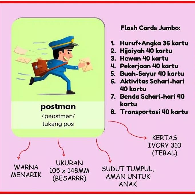 Flashcard Flash Card Mainan Edukasi Jumbo Besar anak edukatif lengkap