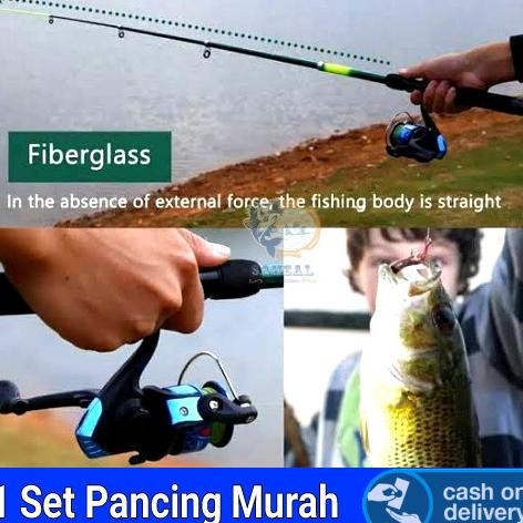 1 Set Alat Pancing Siap Pakai Bonus Umpan Pelet untuk Ikan Mas Lele
