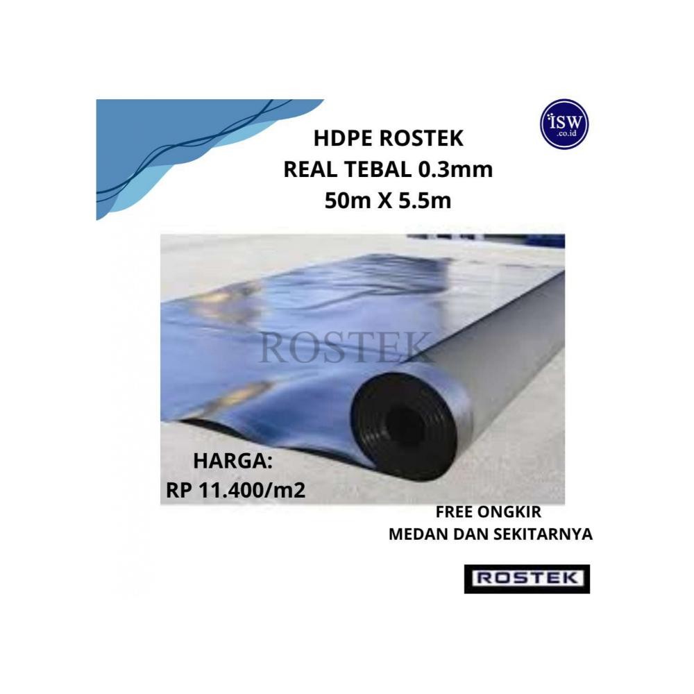 FREE ONGKIR | Terpal HDPE Geomembrane 0.3mm merk Rostek 50MX5,5M