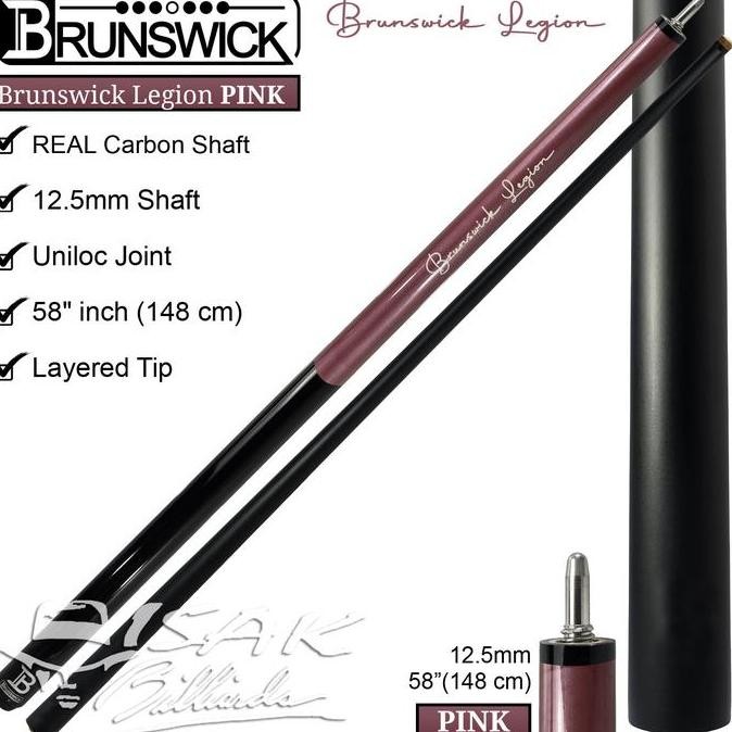 Brunswick Legion Cue Pink - REAL Carbon Shaft Uniloc Pool Stick Billiard