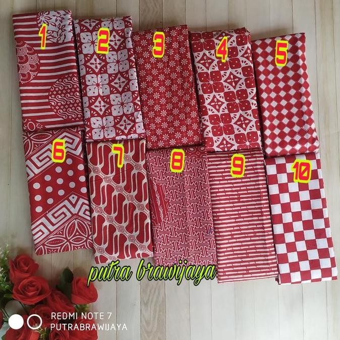 KAIN BATIK PRINTING MERAH PUTIH/KAIN BATIK ATASAN/KAIN BATIK PANJANG