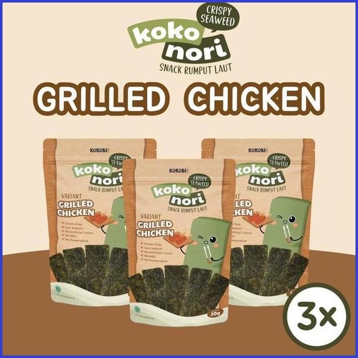 

3PCS KOKO NORI CRISPY SEAWEED GRILLED CHICKEN SNACK RUMPUT LAUT KOKOBI
