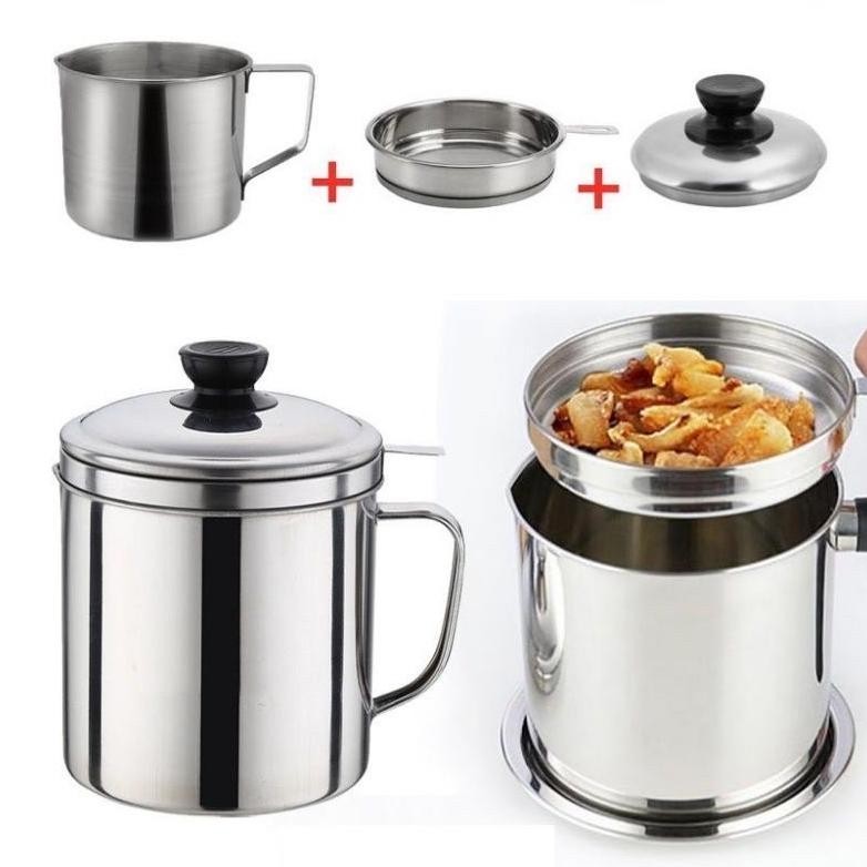 Bisa Cod (Bisa Cod) Promo Oil Pot Saringan Minyak Goreng Stainless Steel 1Liter / Wadah Saringan Min