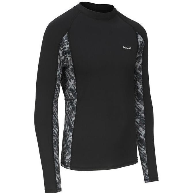 Decathlon Olaian Kaos Surfing Pria Anti Uv - Hitam - 8861720