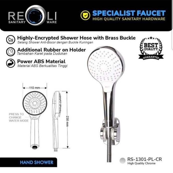 NEW Reoli Shower Mandi / Hand Shower Set Warna Chrome