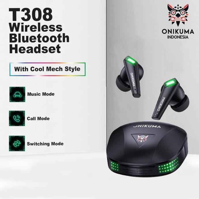 INSTAN ONIKUMA T308 HEADSET BLUETOOTH BLACK TWS GAMING LARIS