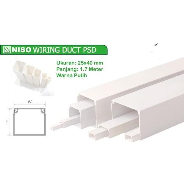 NISO Kabel DUCT 1.7M / Pelindung Kabel Ducting PVC Putih