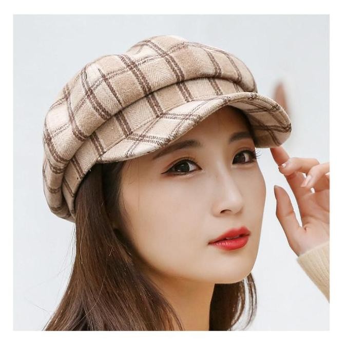 Topi Baret Oktagonal Hat Casual Korea Fashion Wanita Beret Hat