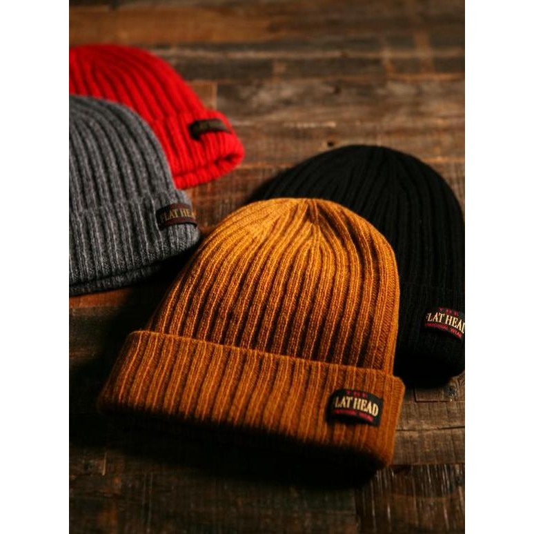 The Flat Head Wool Knit Cap - Red