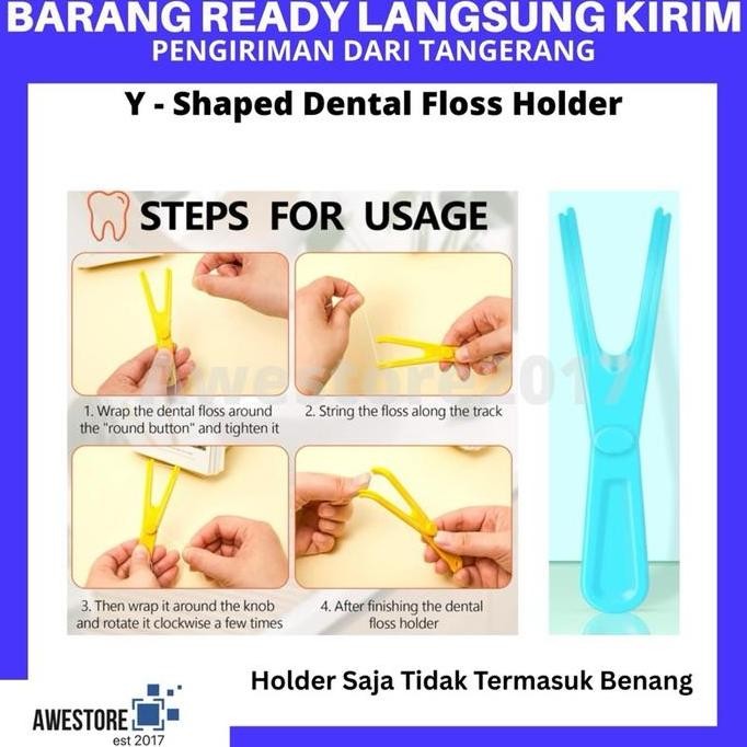 Y Shape Floss Holder Handle Reusable Floss Gigi Bentuk Y Untuk Gigi Belakang Oral Care Kit Dental mu