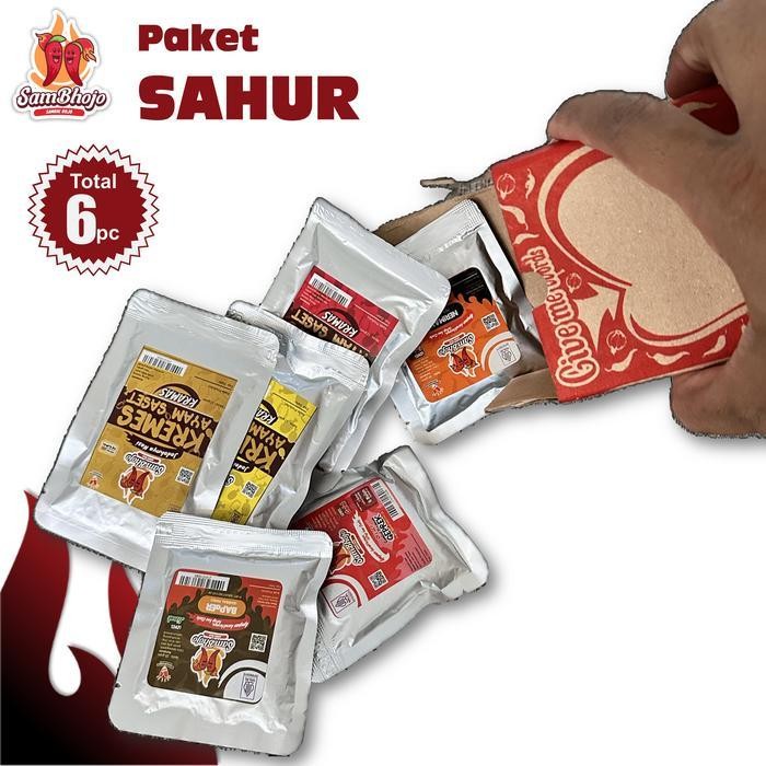

DD SamBhojo Paket Sahur 3pc Sambal Sachet (Sambal Geprek, Sambal Paru, Sambal Teri Medan) dan 3pc Kremes Ayam