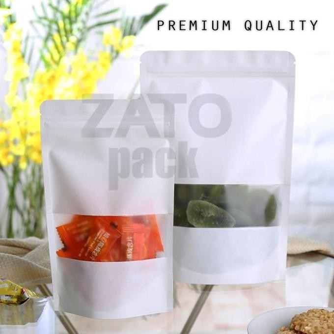 (Allthebest) 9x14 Kraft Paper bag WHITE standing pouch ZATOPACK - kemasan