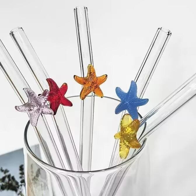 Sedotan Kaca Transparan Sedotan Estetik Pembersih Sedotan Sedotan Kaca Gelas Minuman Plastik Sedotan