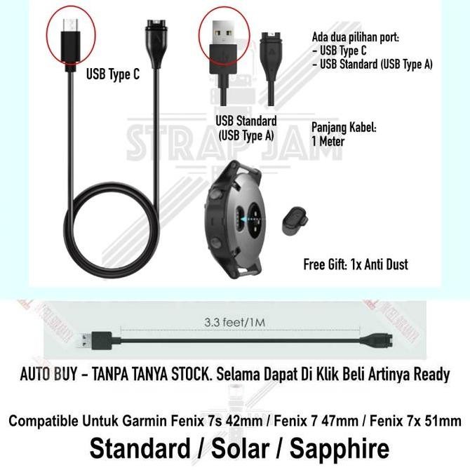 Cable Kabel Charging Charge Untuk Garmin Fenix 7s / Fenix 7 / Fenix 7x