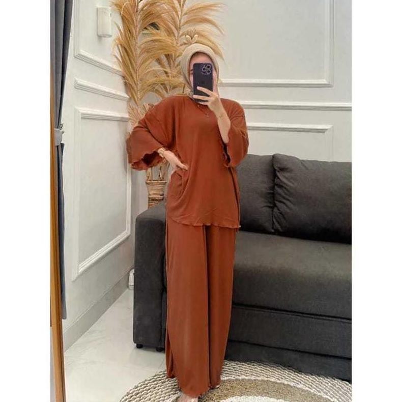 100% Ori Gfd-12 Set Knit Premium / Setelan Knit Wanita Kekinian One Set Knit Ataci Set Knit Rib Japa