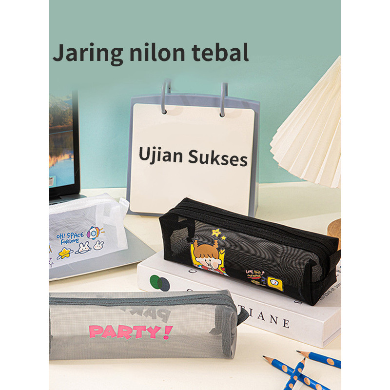 

Kotak pensil korea pouch/ tempat pensil transparant simple bening