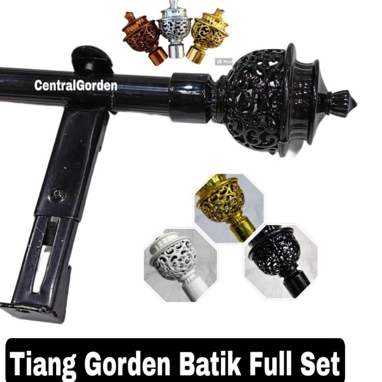 Batang Tiang Rel Besi Gorden Jendela Hitam Putih Coklat 1 1.5 2 3 4 Meter Full Set