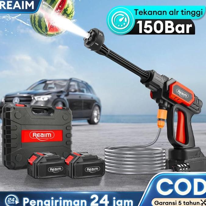 REAIM ALAT CUCI MOTOR SEMPROT CORDLESS TEKANAN TINGGI MESIN CUCI MOBIL CORDLESS JET CLEAN MESIN PEMB