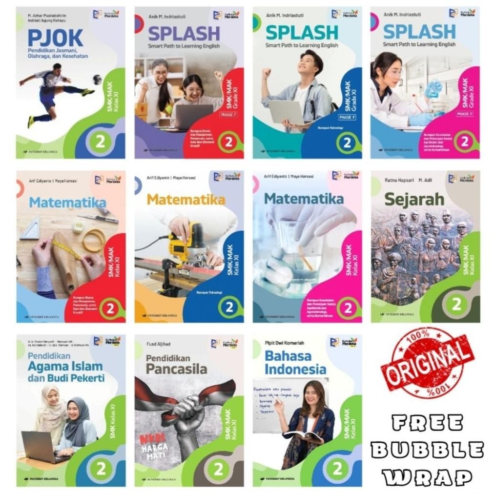 SALE Buku Paket Kelas 2 / XI 11 SMK Revisi Erlangga Kurikulum Merdeka Km - Matematika Pancasila Baha