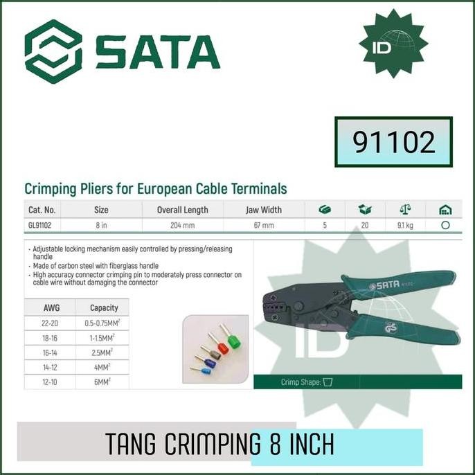 SATA TANG CRIMPING 8 INCH 91102 CABLE FERRULES CRIMPING TOOL