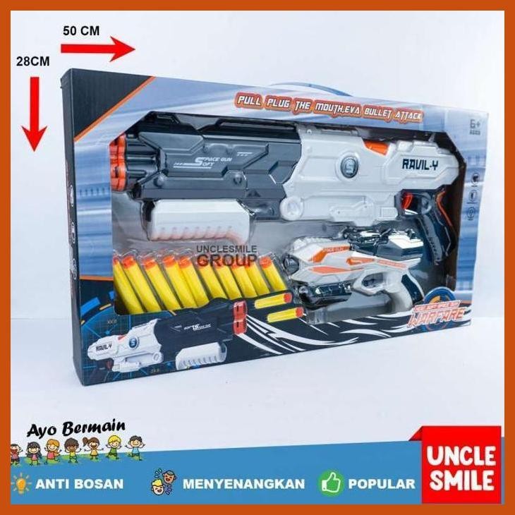 MAINAN ANAK SENAPAN PISTOL AIRSOFT GUN 10 PELURU BUSA EVA AMAN BUAT ANAK