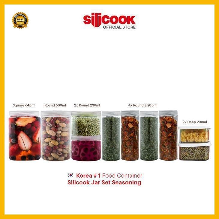 (Diskon) Silicook Mix Jar Set Seasoning - Container Toples Transparan Bestseller