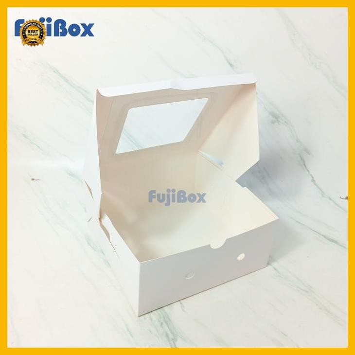 

(Diskon) (10 Pcs) Fuji Box Dus Kotak Kue Ivory 22 Cm X 22 Cm X 10 Cm Putih Ivory Premium Jendela Bestseller