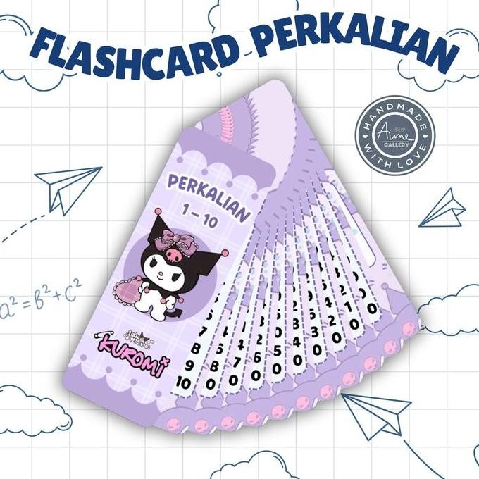 FLASHCARD PERKALIAN MOTIF SANRIO, FLASHCARD PERKALIAN  KUROMI, KARTU PERKALIAN MY MELODY KARTU PERKA