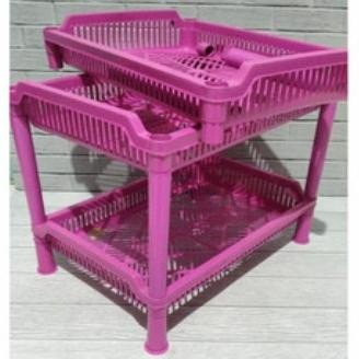 Premium Rak Plastik 3 Susun - Rak Piring Dan Gelas Premium