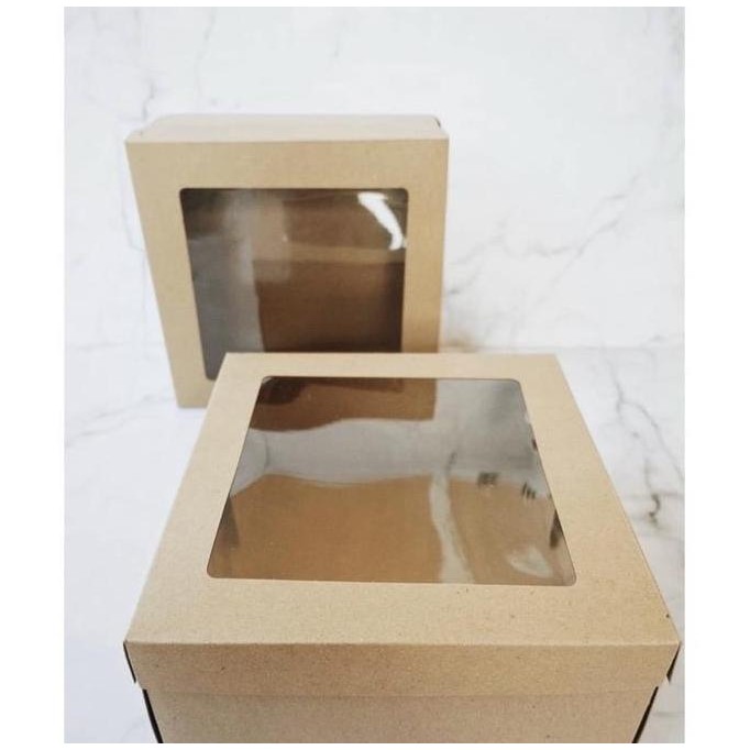 Kotak Box Mika Laminating 22x22x10 cm - Untuk Kue Roti Bolu Lapis
