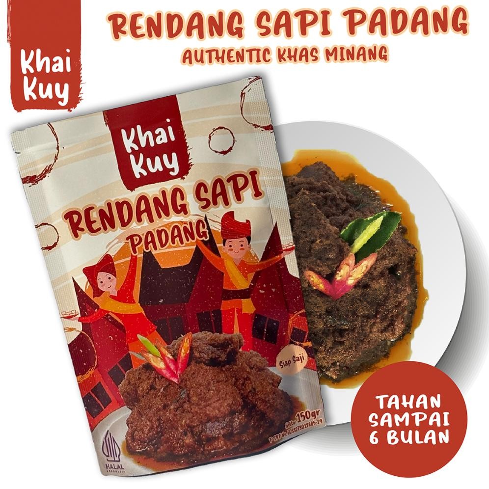 

TERLARIS Khaikuy - Rendang Daging Sapi Asli Padang Kemasan Siap Saji 150gr Siap kirim
