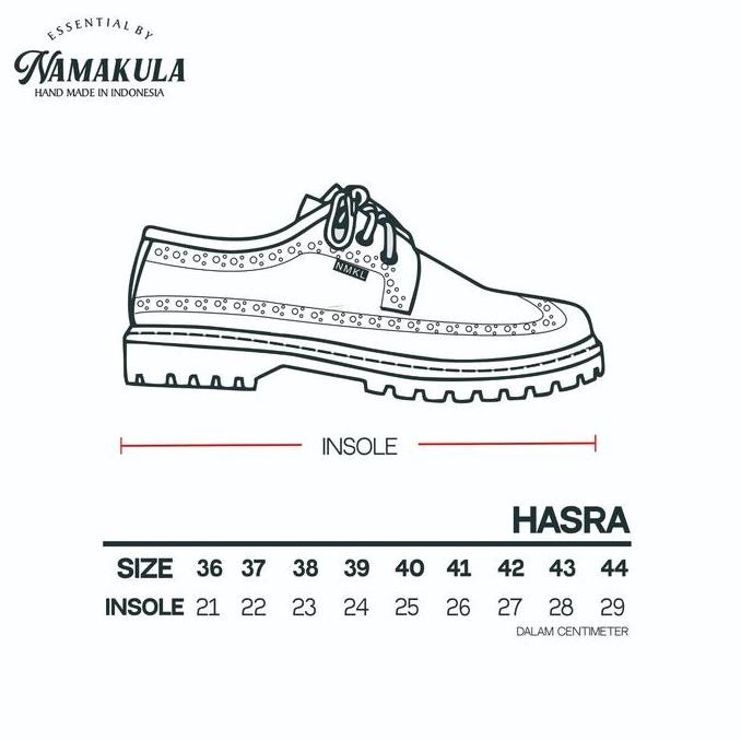Hasra - Sepatu Kulit Boots Wingtip Hitam Putih Namakula