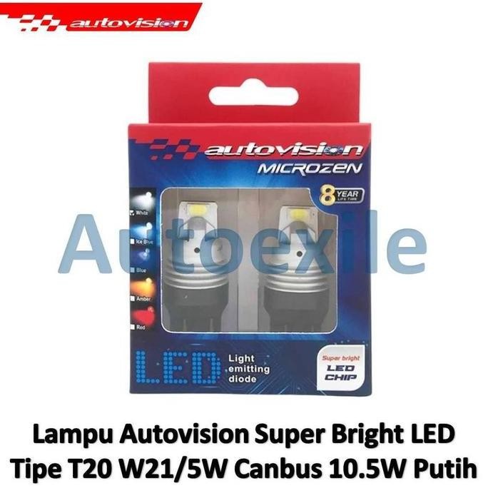 PROMO Autovision Super Bright LED T20 W21/5W Canbus 10.5W White Putih Original Lampu Rem Mobil Colok