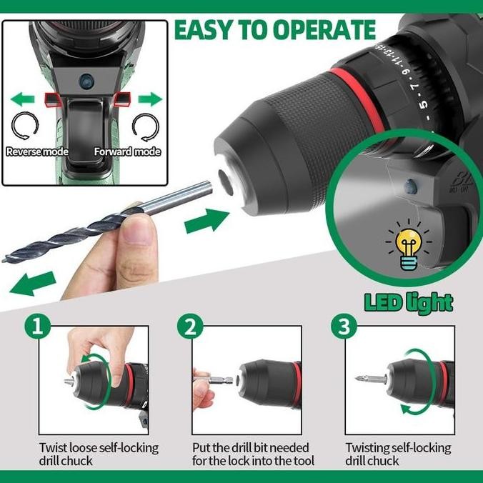 CodTanzu Tz-Z-80 Mt-21V Bor Tanpa Kabel Motor Tanpa Sikat Yang Kuat Tahan Lama Kawat Tembaga Murni P