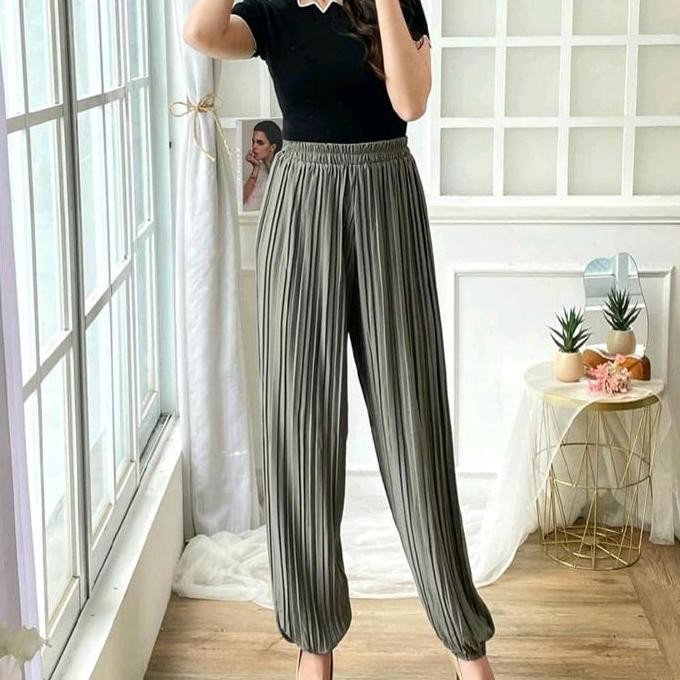 Df262>> Celana Jogger Plisket / Joger Wanita