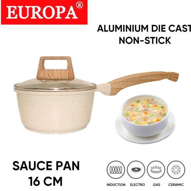 Europa Europa Sauce Pan Marble Tutup Kaca Europa Anti Lengket Bisa Kompor Induksi