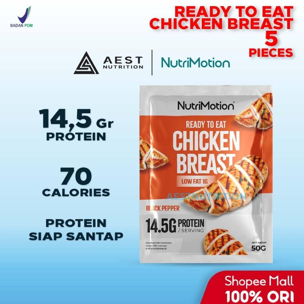 

READY STOK NutriMotion Ready To Eat Chicken Breast 50 gr 5 Pcs - Dada Ayam Fillet Siap Saji Makan High Protein Siap kirim