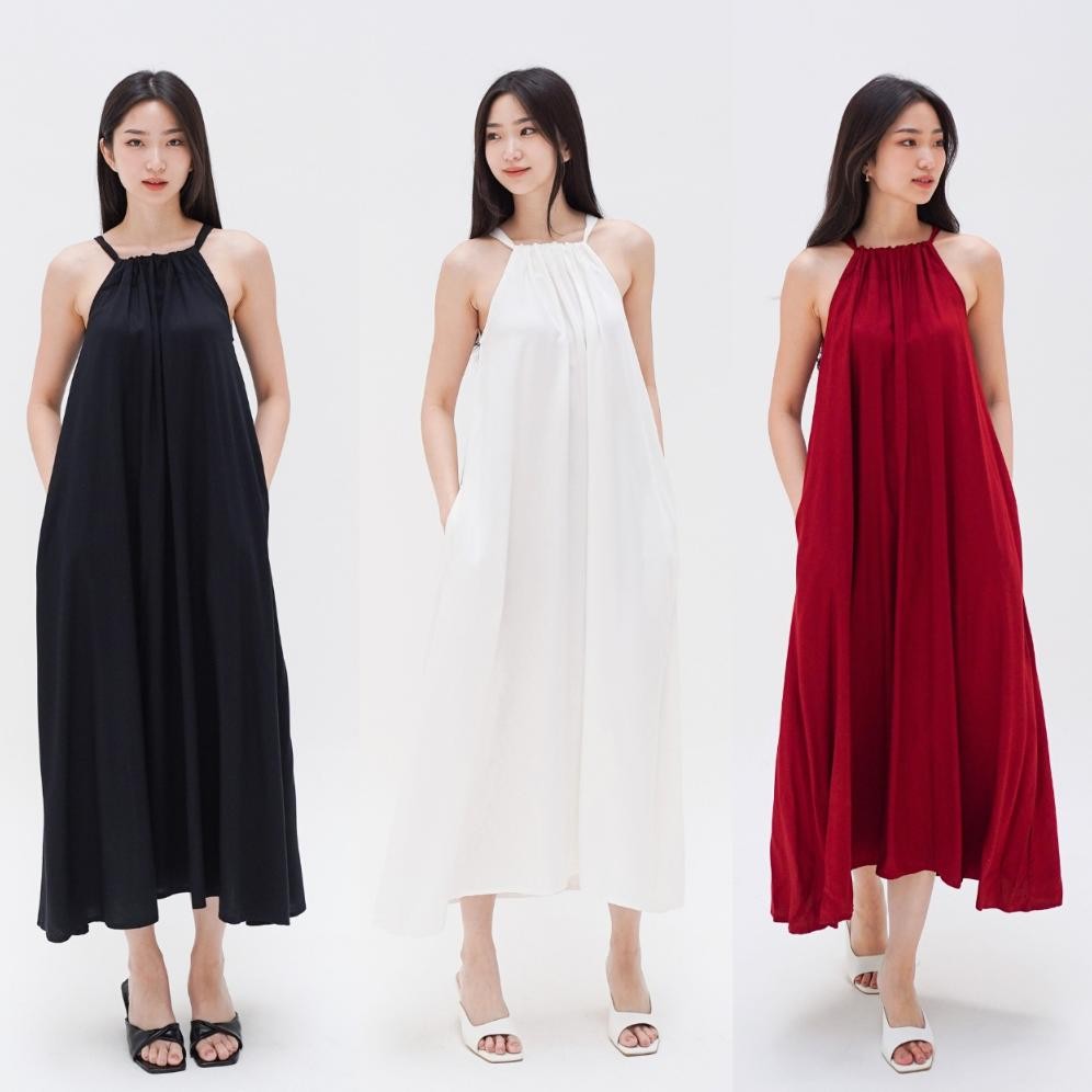 Promo Sleeveless Dress Tanpa Lengan Wanita Rayon Long Dress Pantai Wanita