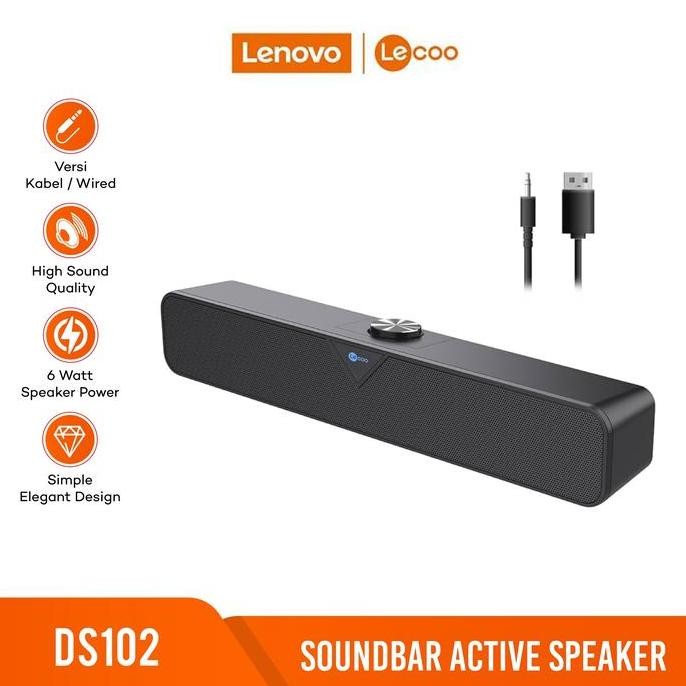 Soundbar Active Speaker Lenovo Lecoo Dynamic Sound Wired Version DS102 GS