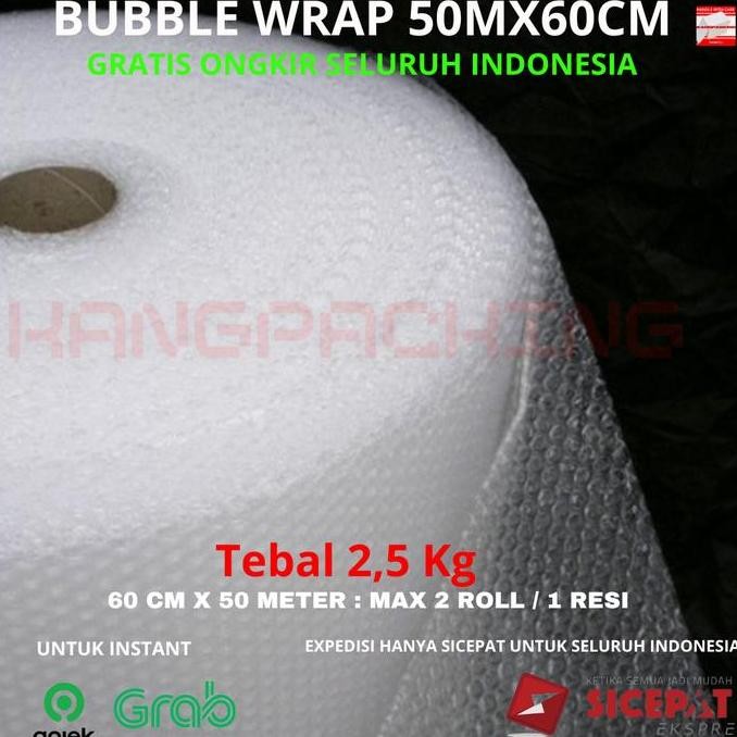 

Terbaik Bubble Wrap Premium Roll 60 Cm X 50 Meter Kuat Tebal 2,5 Kg 100% Ori