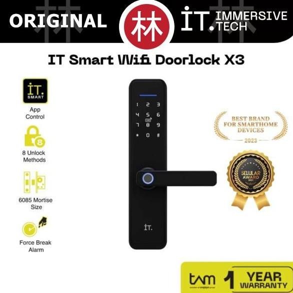 It Ibox X3 Smart Door Lock Handle Wifi Fingerprint Rfid Nfc Ip55 Garansi Resmi Tam Plus+