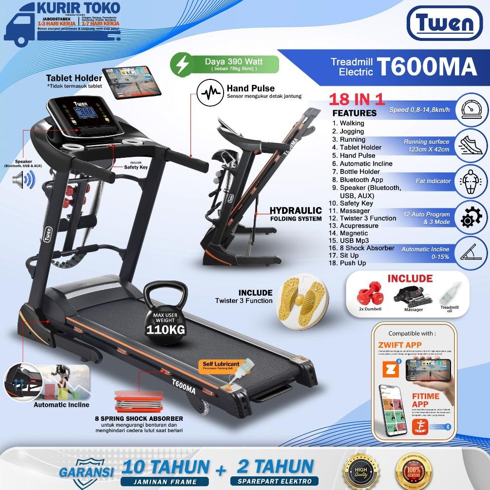 TWEN T600MA Treadmill Listrik Treadmill Portable Treadmill Multifungsi Treadmil Lipat Treadmill Elec
