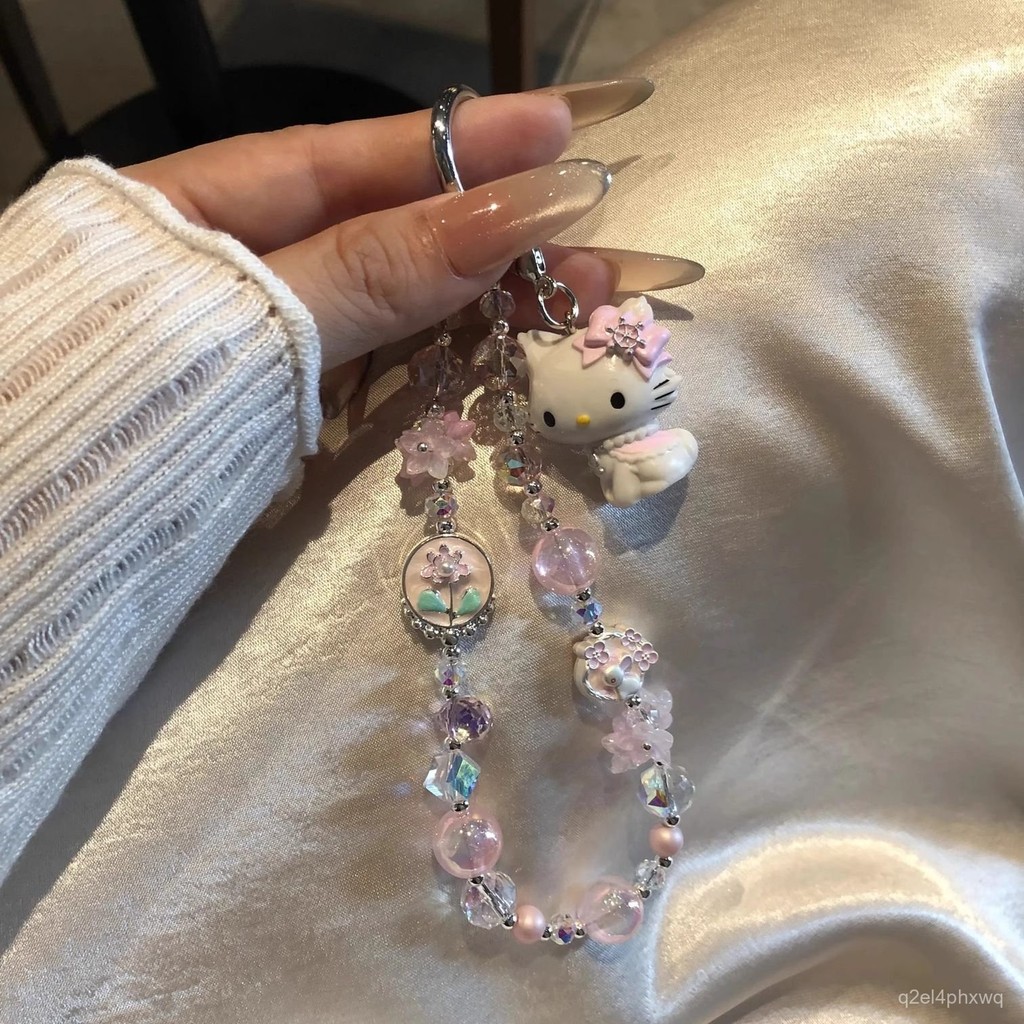 Pink Cartoon Mary Cat Phone Chain Phone Pendant Pink Phone Lanyard Bag Keychain