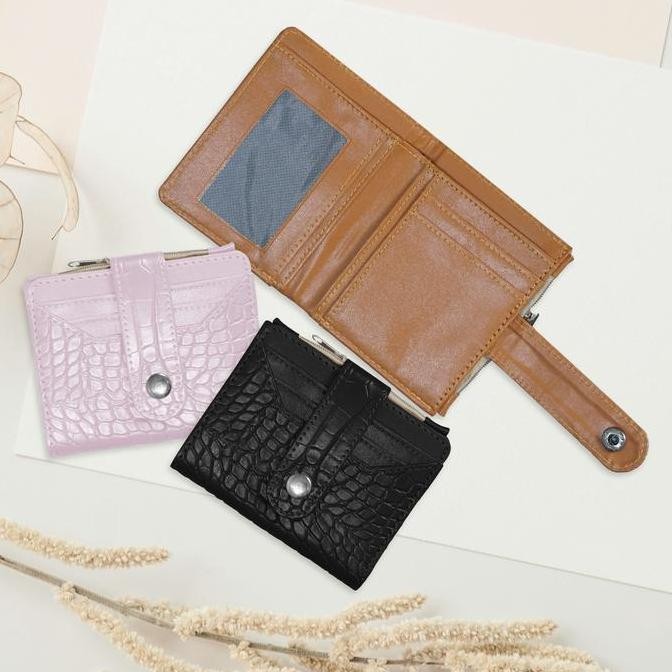 DV47 }} 027  DOMPET GENIE CROCO KANCING / DOMPET MINI KARTU / DOMPET CROCO LIPAT MINI / GEMPITA