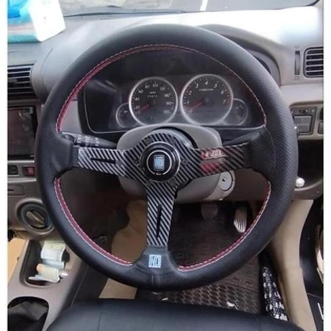 Stir Nardi Carbon Full Sisi Bahan Kulit 14 Inch Steer Nardi Racing Mobil Kulit Motif Karbon Semi Cel