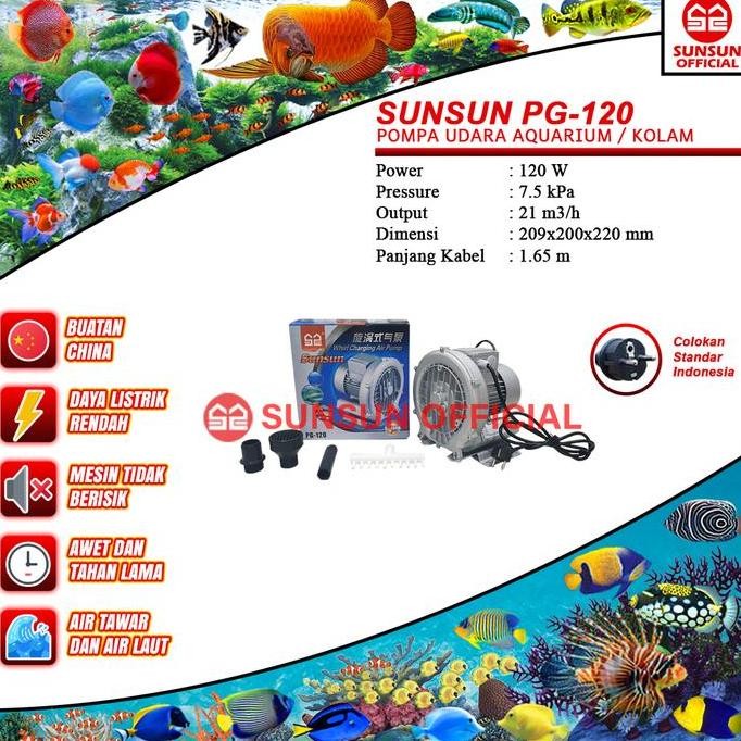 TERBARU - SUNSUN PG 120/180/250/370/550/750/1100 Series Ring Blower Pompa Udara