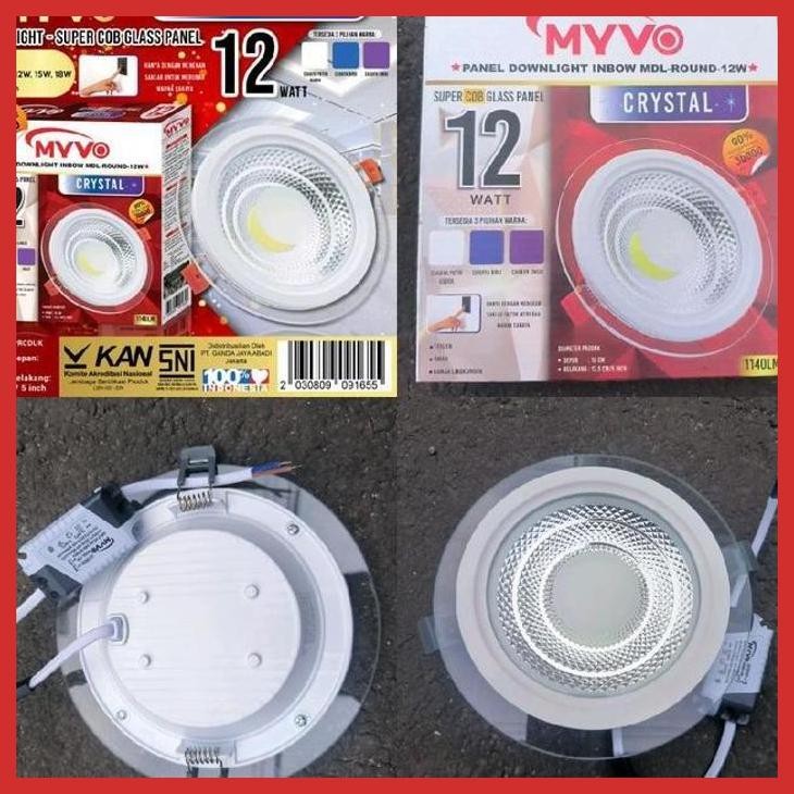 PROMO MYVO CRYSTAL LED PANEL IB BULAT 6W 9W 12W 15W 18 WATT TRICOLOUR SNI 3 PILIHAN CAHAYA DALAM 1 L